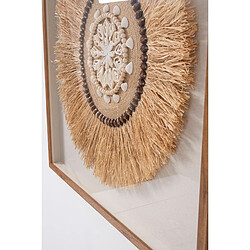 Pegane Tableau vitrine, sculptés en fibres naturelles et coquillages avec cadre en bois chêne - Longueur 100 x Profondeur 5 x Hauteur 100 cm pas cher