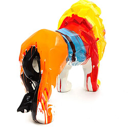 Figurine Décorative Lion Kuatéh en Polyrésine 105x39x71 cm Multicolore pas cher