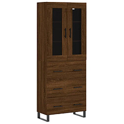 vidaXL Buffet haut Chêne marron 69,5x34x180 cm Bois d'ingénierie