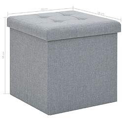 vidaXL Tabouret de rangement pliable Gris clair Faux lin pas cher