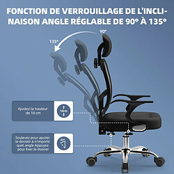 Avis Lexzurn Chaise de Bureau Inclinable Dossier Réglable en hauteur Base en Acier Charge 150KG Noir