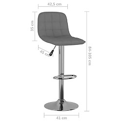 vidaXL Tabourets de bar lot de 2 gris clair tissu pas cher