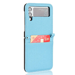 Coque en TPU + PU texture litchi avec porte-carte bleu clair pour votre Samsung Galaxy Z Flip3 5G