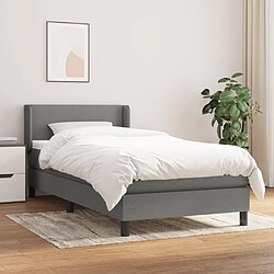 Maison Chic Lit Adulte - Lit simple Lit à sommier tapissier et matelas moelleux - Meuble de Chambre - Gris foncé 90x190 cm Tissu -MN24653