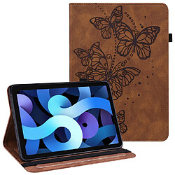 Etui en PU motif papillons avec porte-cartes marron pour votre Apple iPad 9.7 pouces (2018)/(2017)/iPad Air 2/iPad Air (2013)