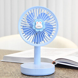 (Bleu) Ventilateur de Bureau Rechargeable Usb Portatif de Dessin Animé Mignon de Différentes Couleurs