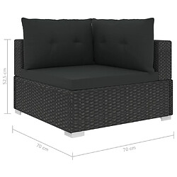 vidaXL Salon de jardin 6 pcs avec coussins Résine tressée Noir pas cher