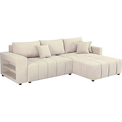 Palozi Sofa Canapé d'angle convertible tissu chenille 3 places - Trocadero - Beige