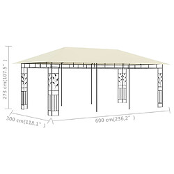 vidaXL Belvédère avec moustiquaire 6x3x2,73 m Crème pas cher