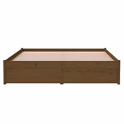 Maison Chic Lit adulte - Lit simple Cadre de lit,Structure du lit Contemporain Marron miel Bois massif 140x200 cm -MN67012 pas cher