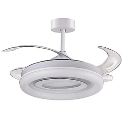 Ventilateur de plafond TEBE blanc, 4 pales escamotables, 130W LED 3000|4000|6000K, H35xP.108/50cm