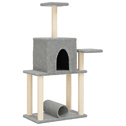 Helloshop26 Arbre à chat meuble tour grimper jouet grattage grattoir escalade plateforme avec griffoirs en sisal clair 122 cm gris 02_0022556