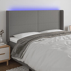 Maison Chic Tête de lit scandinave à LED,meuble de chambre Gris foncé 163x16x118/128 cm Tissu -MN46457