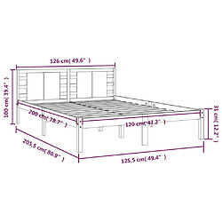 vidaXL Cadre de lit sans matelas marron miel 120x200 cm pin massif pas cher