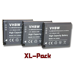 vhbw 3x Batteries remplacement pour Leica BP-DC14, BP-DC14E pour appareil photo, reflex numérique (650mAh, 3,7V, Li-ion)