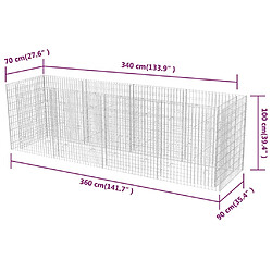 Acheter vidaXL Lit surélevé à gabion Acier 360x90x100 cm