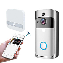 Universal Smart Home V5 Caméra sans fil V7 Vidéo Sonnette 1080P HD WiFi Sonnette Sécurité de la maison Smartphone Surveillance à distance Alarme Porte | Sonnette (Argent)