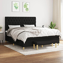 Maison Chic Lit Adulte - Lit simple Lit à sommier tapissier avec matelas moelleux - Meuble de Chambre - Noir 160x200 cm Tissu -MN59666