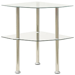 Maison Chic Table d'appoint | Table Basse 2 niveaux Transparent 38x38x50 cm Verre trempé -GKD71092