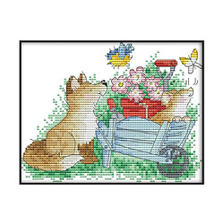 Chien Butterlfy Stamped Cross Stitch Kit Needlework Craft 11CT