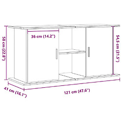 vidaXL Support pour aquarium vieux bois 121x41x58 cm bois d'ingénierie pas cher