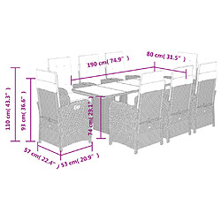 vidaXL Ensemble à manger de jardin et coussins 9 pcs beige Poly rotin pas cher