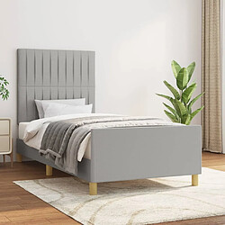 Maison Chic Lit adulte - Cadre Structure de lit avec tête de lit Contemporain Gris clair 80x200 cm Tissu -MN31130