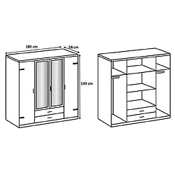 Avis Pegane Armoire placard meuble de rangement coloris imitation chêne poutre/graphite - Longueur 180 x Hauteur 199 x Profondeur 58 cm