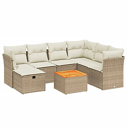 vidaXL Salon de jardin avec coussins 8 pcs beige résine tressée