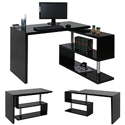 Acheter Decoshop26 Bureau d'angle moderne table d'ordinateur avec étagère pivotante 120x60cm MDF et acier noir 04_0001396