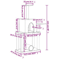 Acheter Helloshop26 Arbre à chat meuble tour grimper jouet grattage grattoir escalade plateforme avec griffoirs en sisal clair 122 cm gris 02_0022556