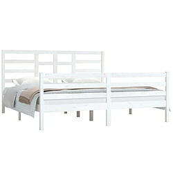 Avis Maison Chic Lit Super King - Cadre de lit,Structure du lit Contemporain pour chambre Blanc Bois massif 180x200 cm -MN60532