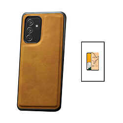 PHONECARE Kit Coque MagneticLeather + CeramicGlass Full Coverpour Samsung Galaxy A13 5G - Brun