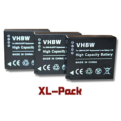 vhbw 3x batterie compatible avec Panasonic Lumix DMC-TZ90, DMC-TZ91, DMC-TZ96, DMC-GX7, DMC-GF6 appareil photo APRN (750mAh, 7,2V, Li-ion)