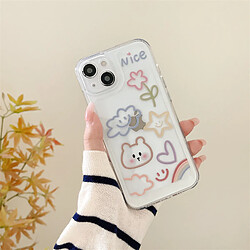 GUPBOO Étui pour iPhone11ProMax Graffiti ligne nuage ours mignon étui pour téléphone portable transparent