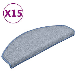 vidaXL Tapis de marches d'escalier 15 pcs Gris clair et bleu 65x24x4cm