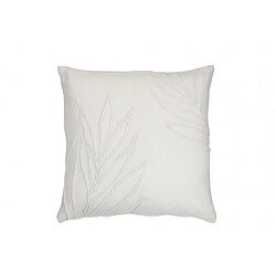 Dansmamaison Coussin Feuilles Fines Carre Polyester Blanc