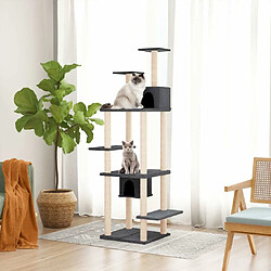 Arbre à chat avec griffoirs,niche pour chat en sisal Gris foncé 176 cm -MN53578