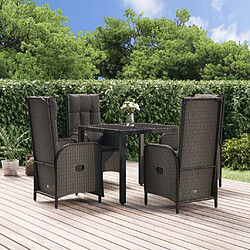 vidaXL Ensemble à manger de jardin coussins 5pcs Noir Résine tressée