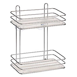 Lot de 2 ETAGERE MURALE SALLE DE BAIN 2 PANIERS DE DOUCHE ETAGERE DE SUPPORT DE RANGEMENT DE SALLE DE BAINS DE SUPPORT DE DOUCHE SUSPENDU EN CHROME DE 2 NIVEAUX 11,5X26X30,2CM+Berilo