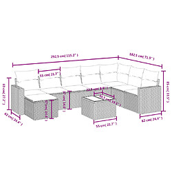 Avis Maison Chic Ensemble Tables et chaises d'extérieur 9 pcs avec coussins,Salon de jardin gris résine tressée -GKD831253