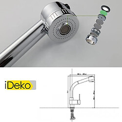 Avis iDeko® Robinet Mitigeur d’évier de cuisine étirable design moderne technique en Laiton Céramique chrome IDW10221 avec flexibles