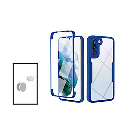 PHONECARE Kit Coque Anti-Crash 360 Protection + 1 GripHolder + 1 Support GripHolder Blanc pour Samsung Galaxy S21 FE 5G - Bleu Foncé