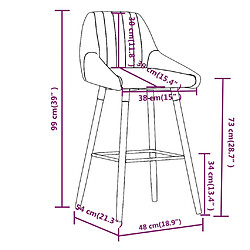 vidaXL Tabouret de bar Marron Tissu pas cher