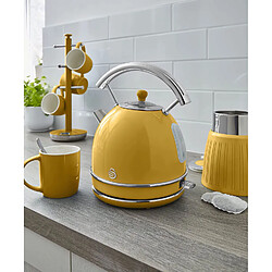 Retro Bouilloire, 1,8 L, Acier Inoxydable sans BPA, Résistance Cachée, sans Fil, 3000, Jaune, SWAN, SK14630YELNEU