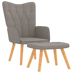 vidaXL Chaise de relaxation avec tabouret Taupe Tissu