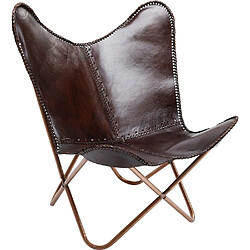 Karedesign Fauteuil Butterfly marron pieds cuivre Kare Design pas cher