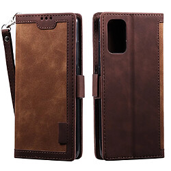 Etui en PU épissage vintage avec support marron pour votre Samsung Galaxy S20