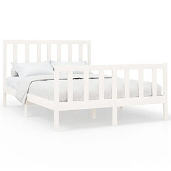 Maison Chic Lit Moderne Chambre - Cadre/structure de lit pour adulte Blanc Bois de pin massif 140x200 cm -MN71041