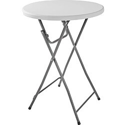 Helloshop26 Table mange debout pliant rabattable pratique diamètre 80 cm blanc 2008197